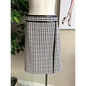 Ann Taylor Womens Plaid Faux Leather Stretchy Career Office Skirt Size 6